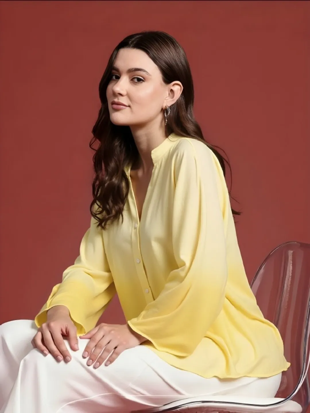 womens yellow ombre shirt